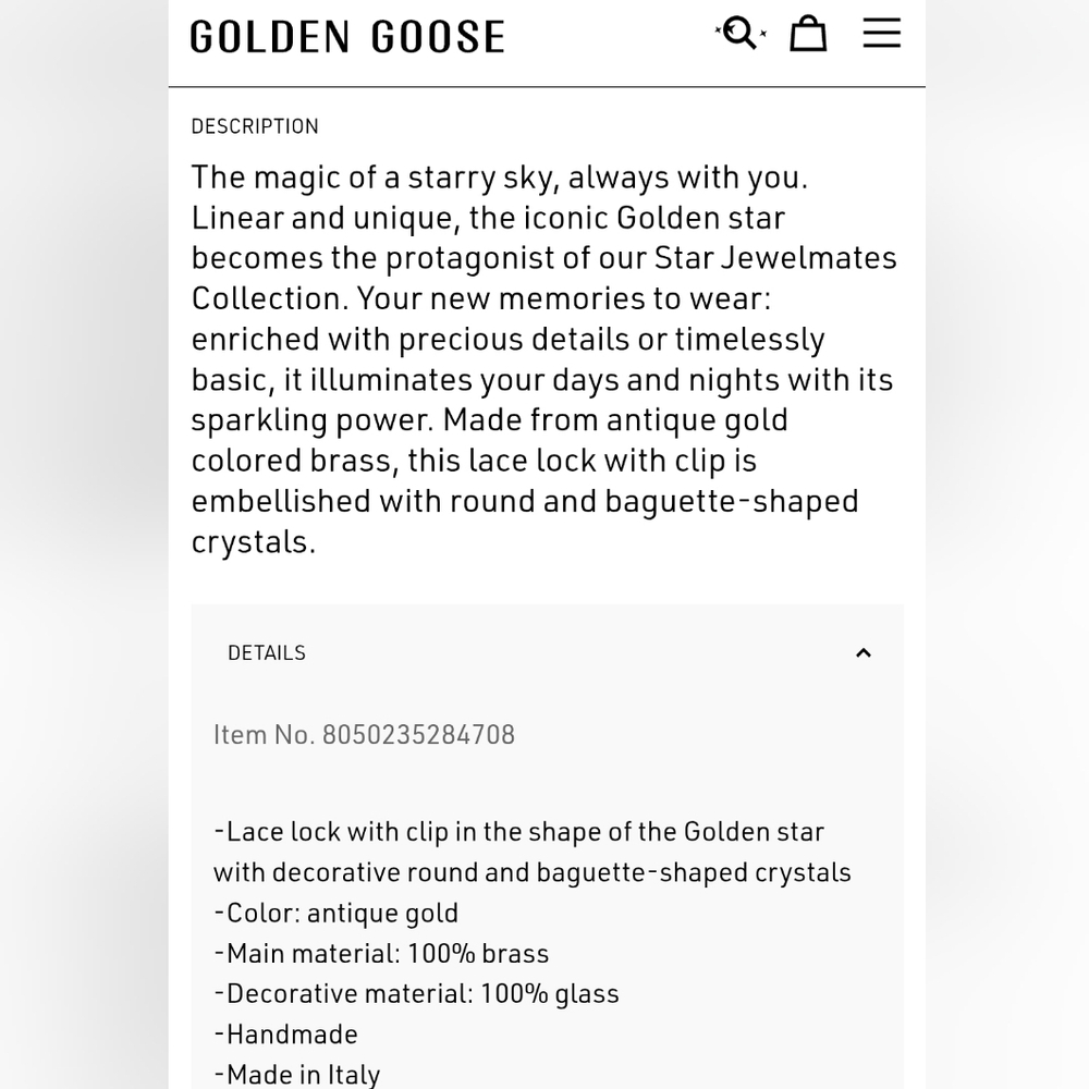 NIB ✨️Golden Goose Lace Lock Star Pin In Antique Gold Gorgeous✨️ - Picture 5 of 14